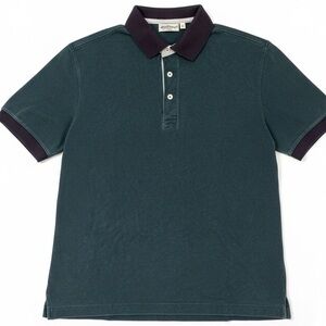 Vintage L.L. Bean Men’s Hunter Green Polo with Dark Blue Accents - Size Small